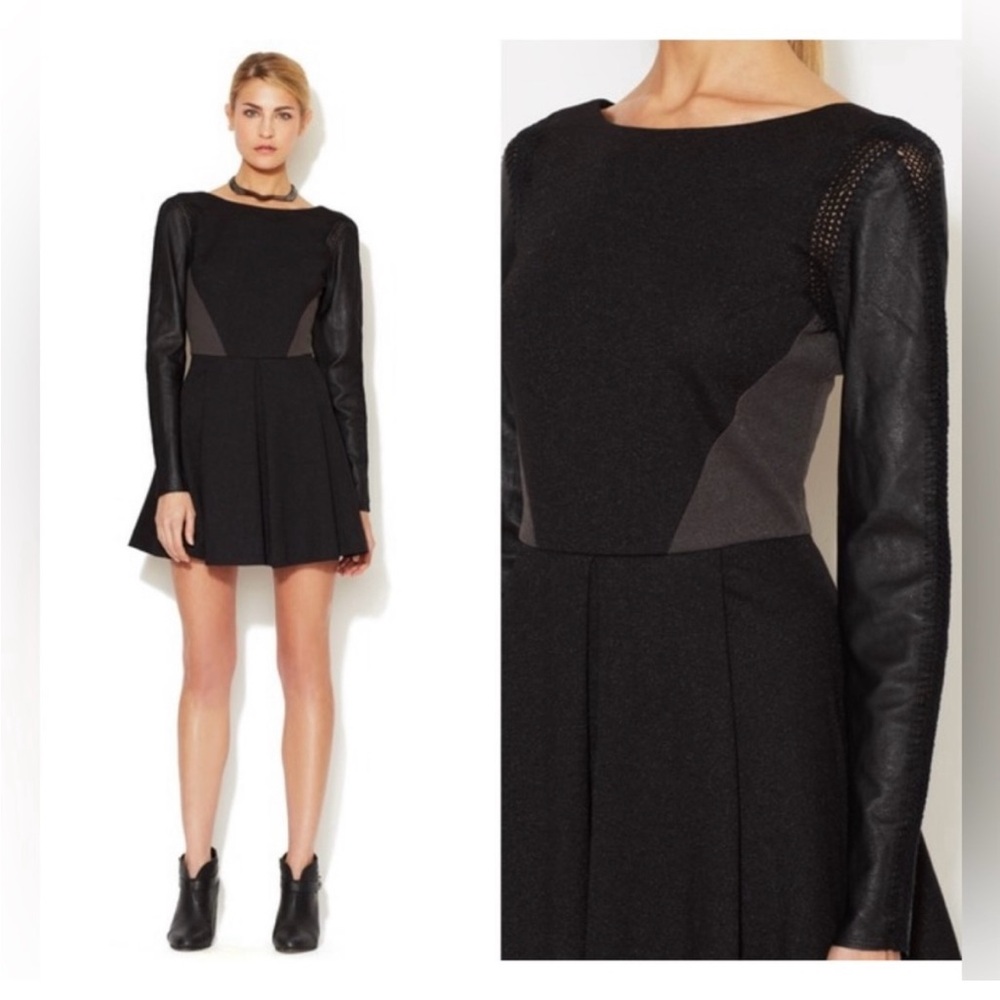 Stella & Jamie Rio leather sleeve mini dress size small